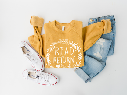 Read Return Repeat Farmhouse Style Crewneck Sweatshirt